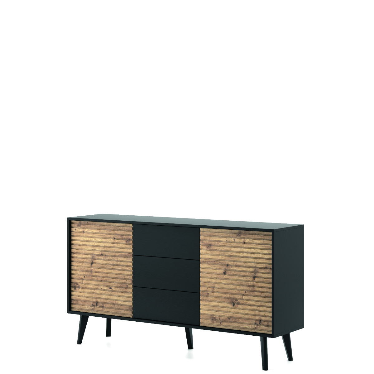 WILLOW_KSZ154 – szeroka komoda z 3 szufladami i dwoma frontami (83x154x39cm)