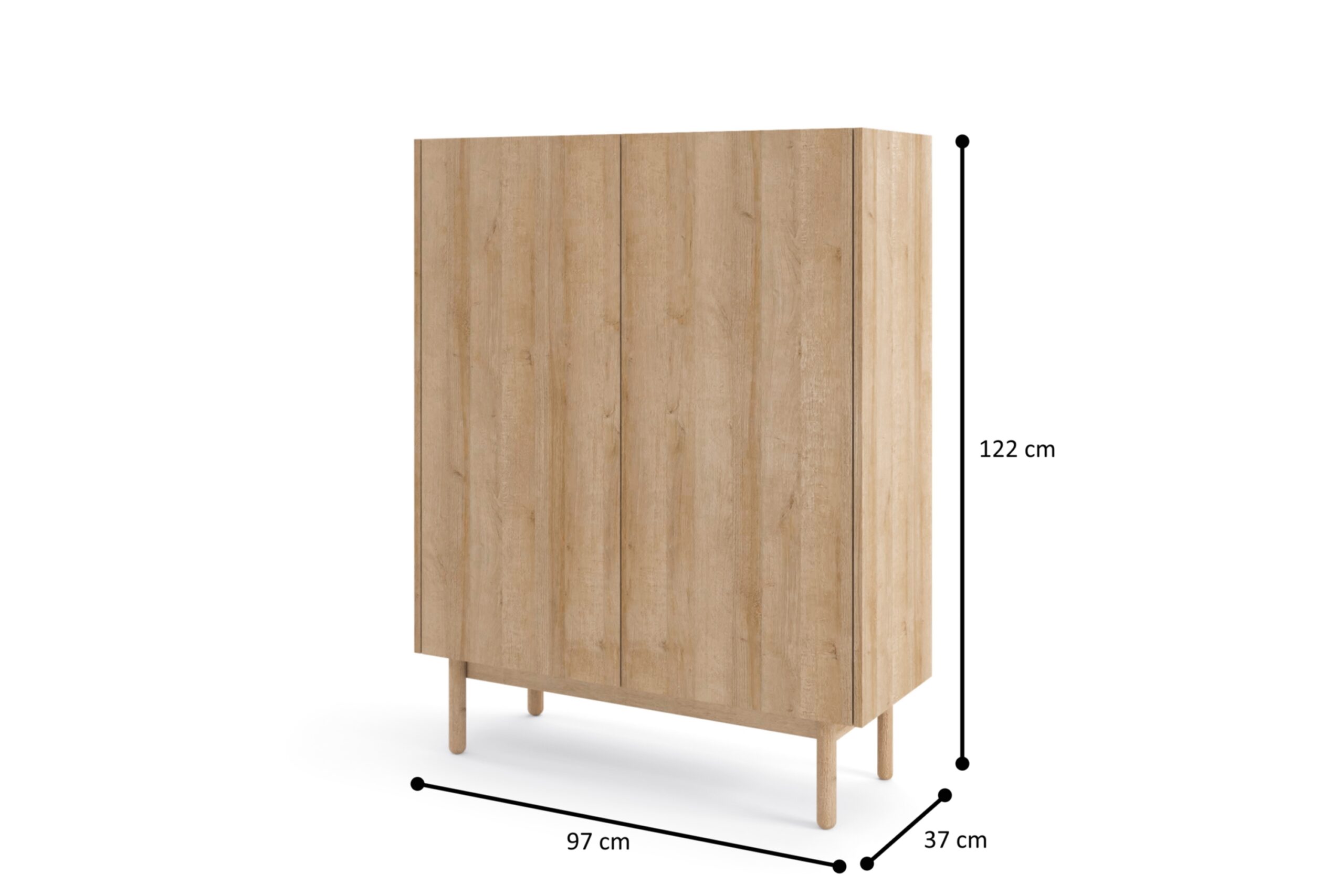 BOHO_KD97 - wysoka, dwudrzwiowa komoda(122x97x37cm)
