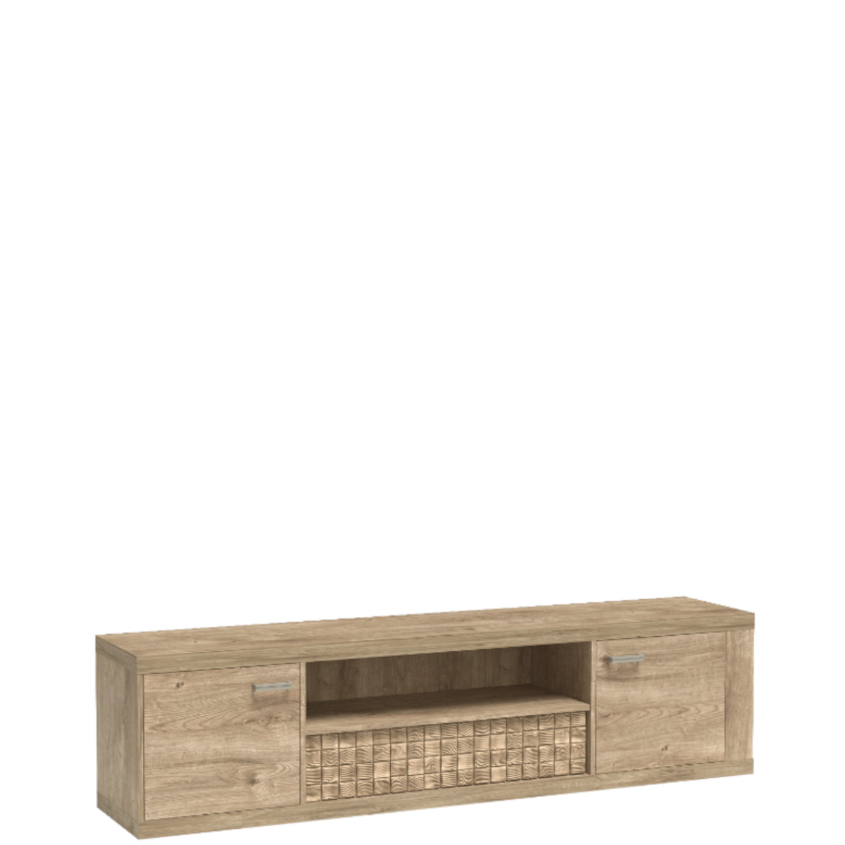 NATURAL_N13 - szeroka, dwudrzwiowa szafka RTV z szufladą (51x196x41cm)
