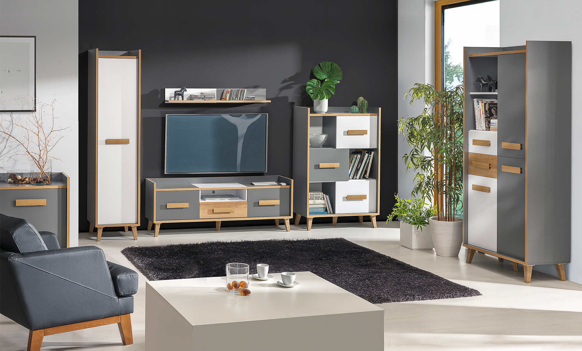 WERSO_W7 - dwudrzwiowa szafka RTV z szufladą (57x160x42cm)