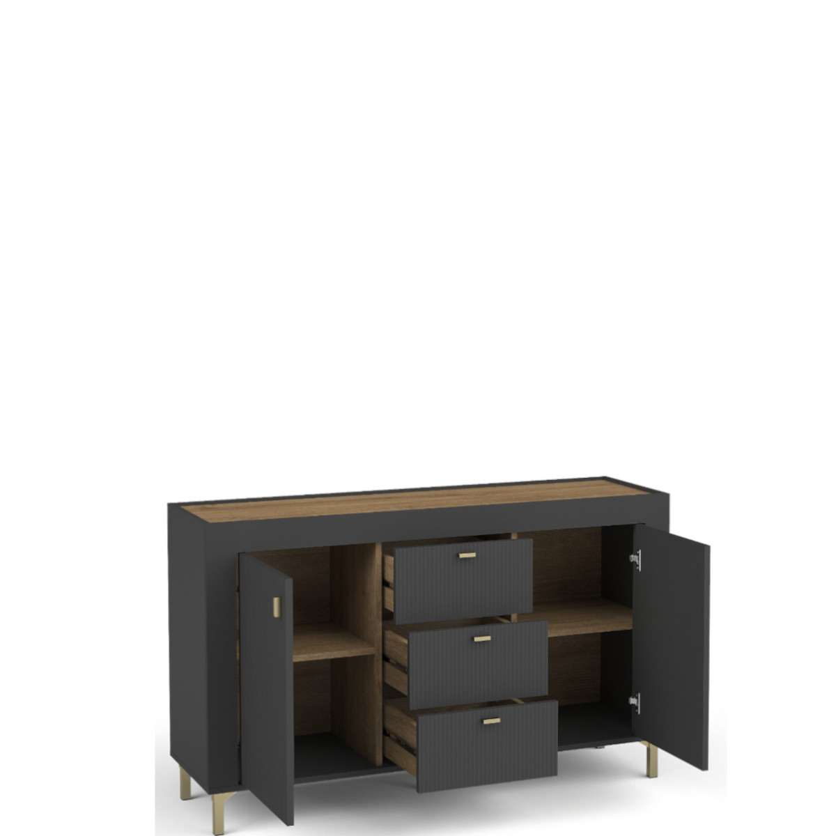 MOSSA_MO6 - dwudrzwiowa komoda z szufladami (83.6x137.2x39.8cm)