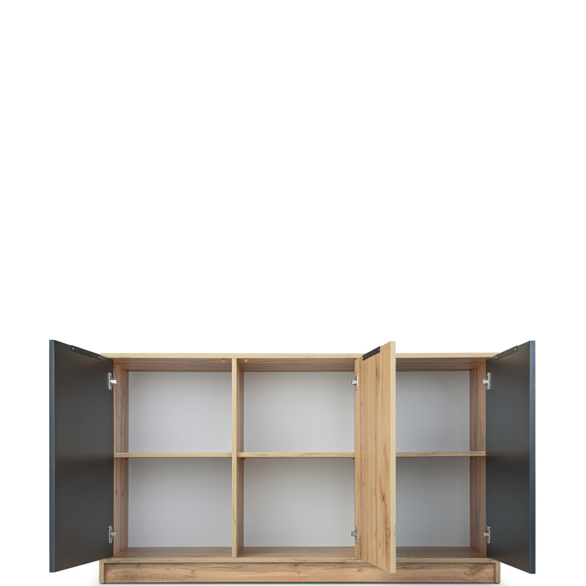 BALI_LUX_BA1 - komoda trzydrzwiowa z ozdobnymi lamelami (81x140x41cm)