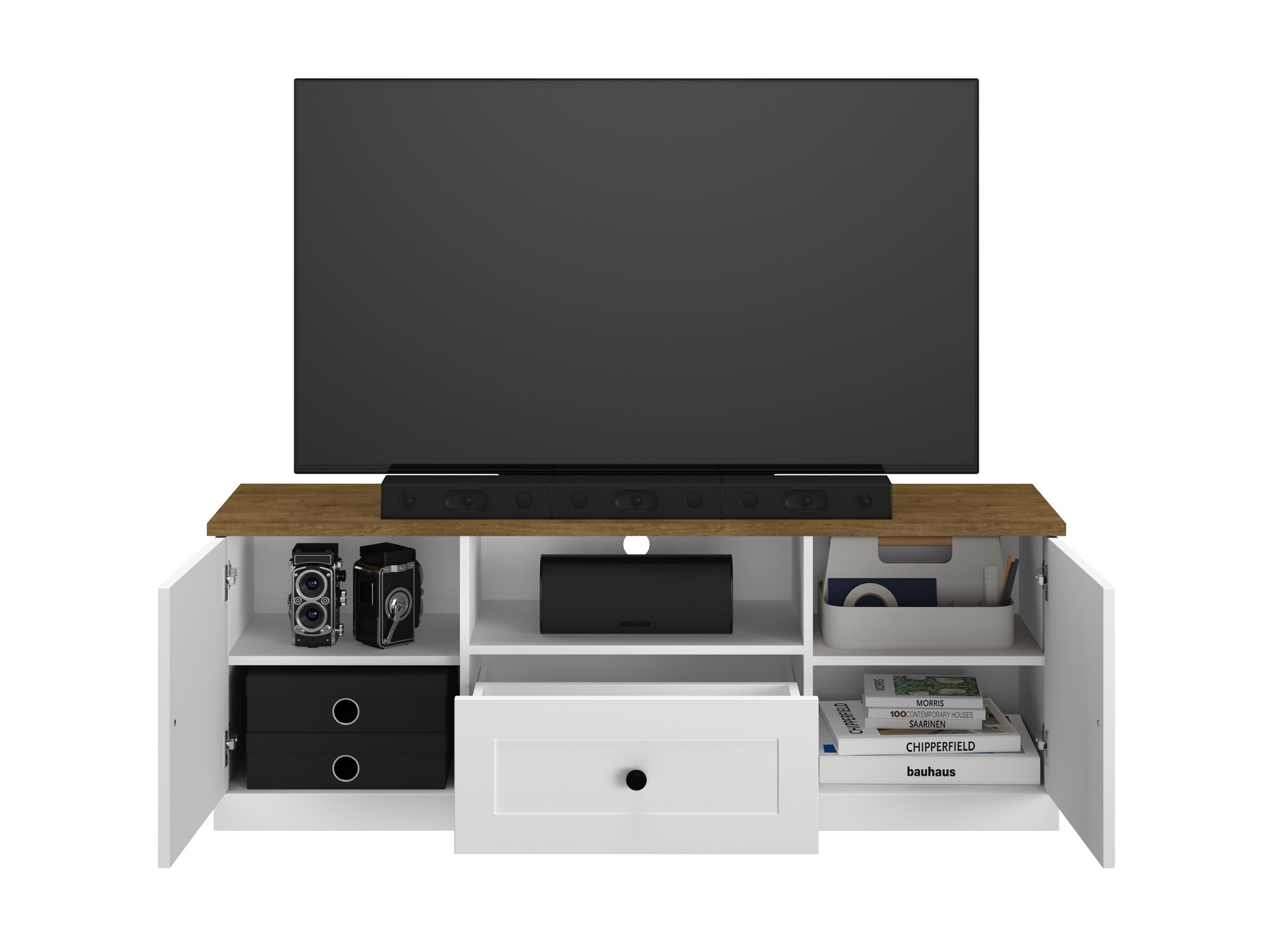 LILLE_09 - dwudrzwiowa szafka RTV z szufladą (54x150x40cm)