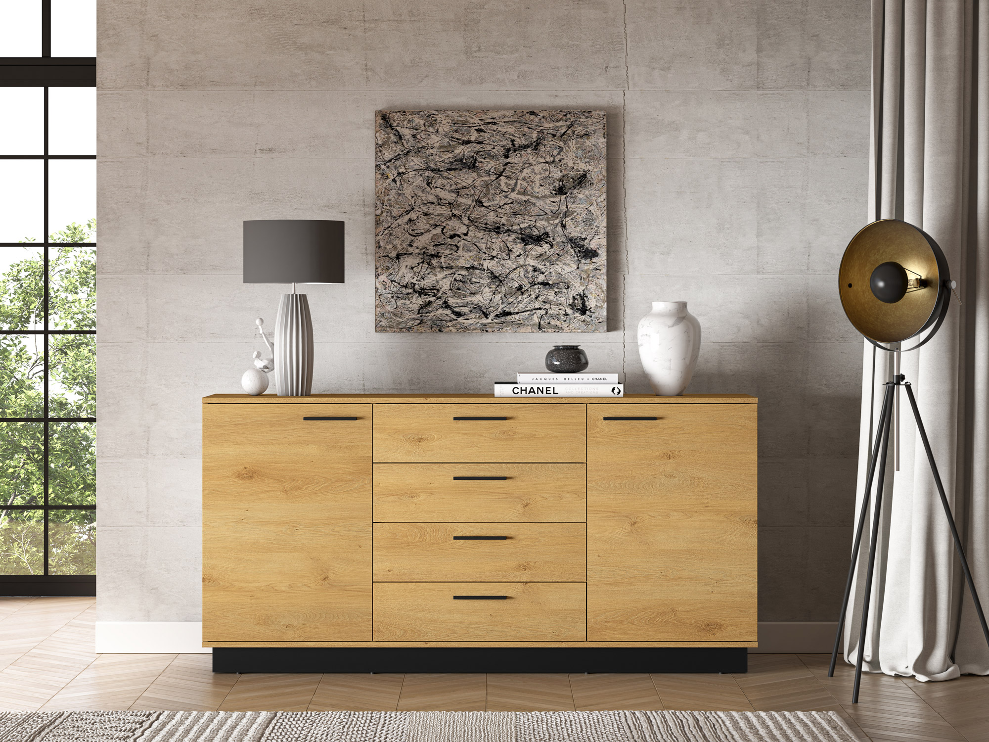 MODESTO_04 - dwudrzwiowa komoda z szufladami (86x170x40cm)