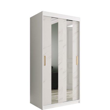 MARMUR_POLE_100 - przesuwna szafa garderobiana z lustrem (200x100x62cm)