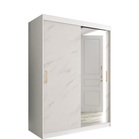 MARMUR_T2_150 - przesuwna szafa garderobiana z lustrem (200x150x62cm)