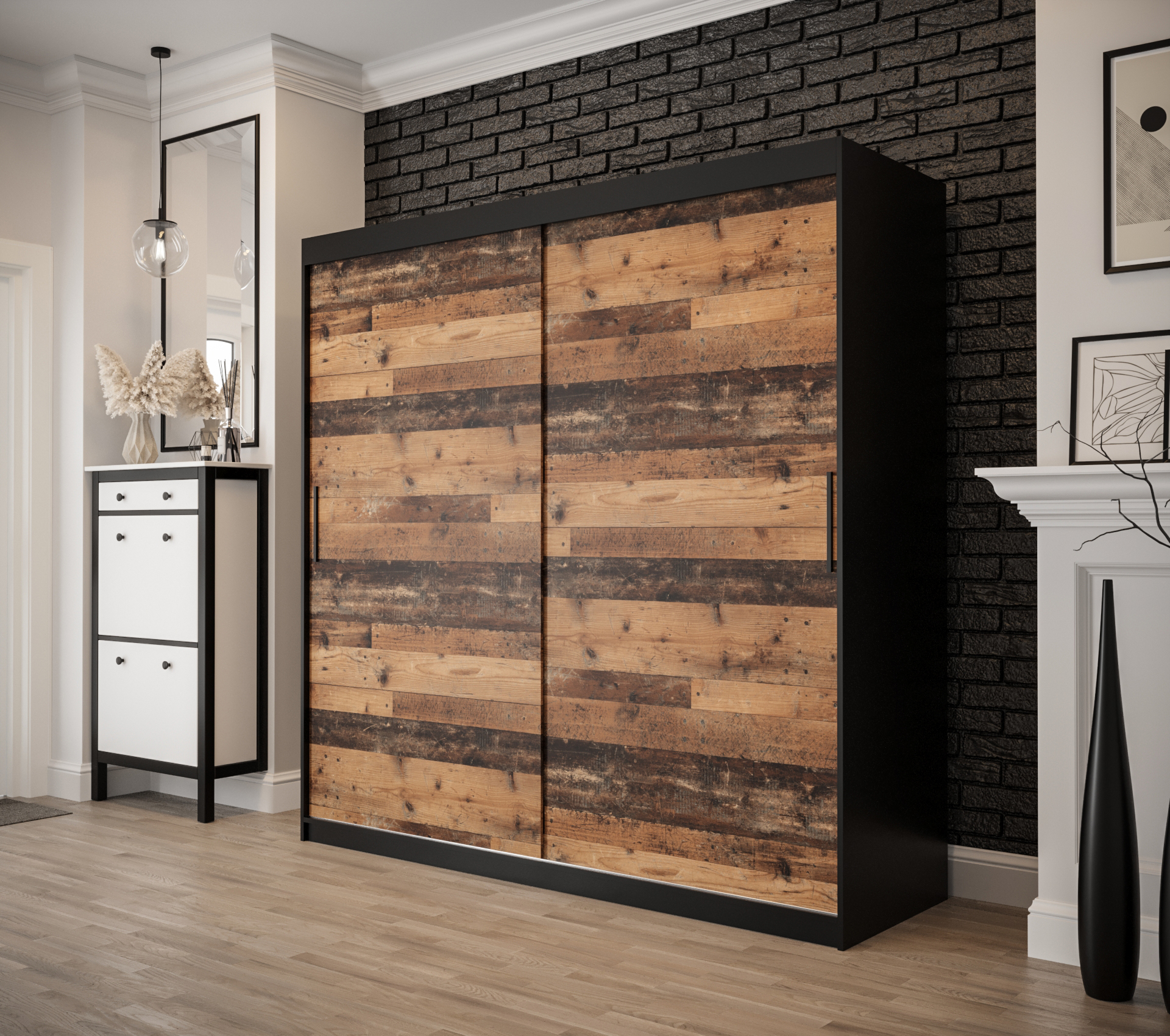 OLD_STYLE_T_200 - dwudrzwiowa, przesuwna szafa garderobiana (200x200x62cm)