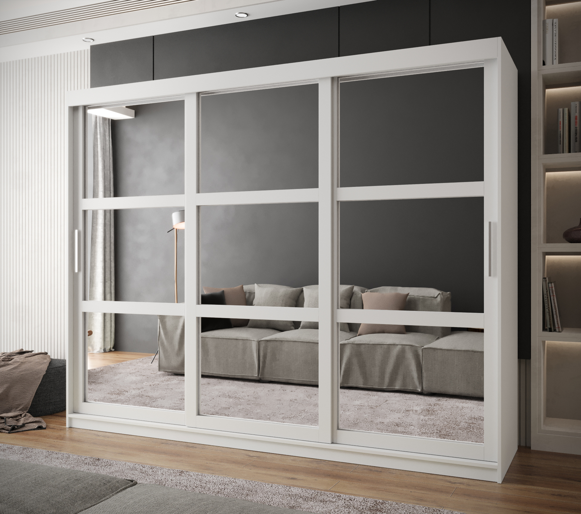 MIROR_1_250 - trzydrzwiowa, przesuwna szafa garderobiana (200x250x62cm)